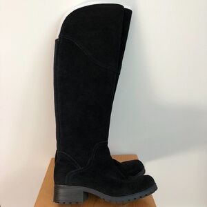 GUC Gorgeous Lucky Brand Black Suede Boots Low Heel Women's Size 8.5